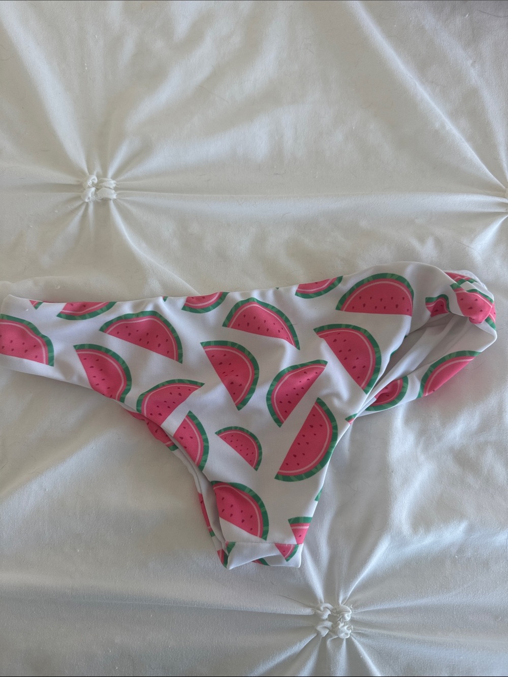 White Bikini Bottom with Pink Watermelon Print - Picture 3 of 3